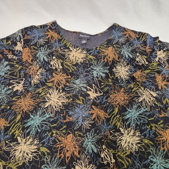 MAGGIE BARNERS Art To Wear Black Metallic Floral Tunic Blouse Size 4X New NO Tag - Picture 8 of 16